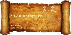 Kubik Krisztina névjegykártya